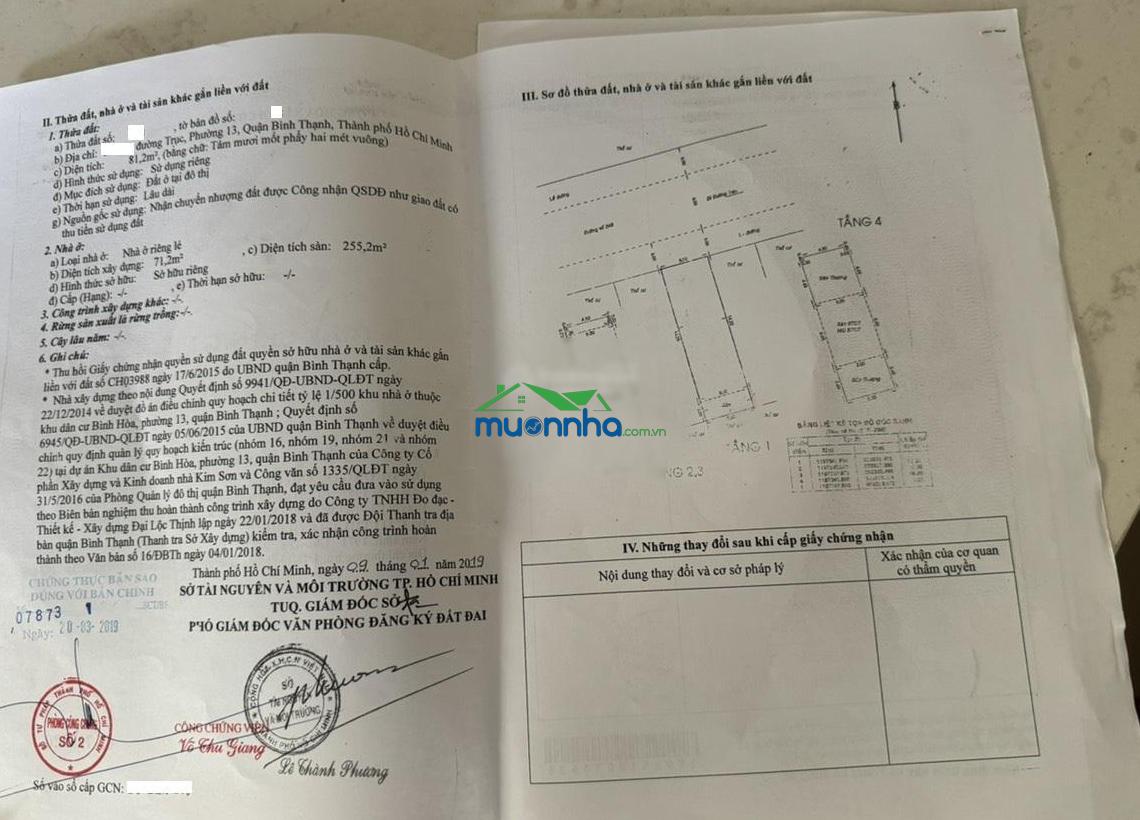 Bán nhà riêng 4 tầng dt 5x17m giá 12,8 tỷ tại đường đặng thùy trâm, bình thạnh