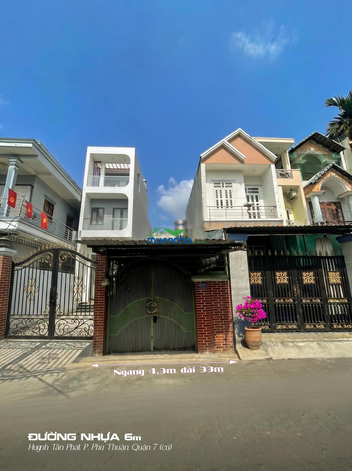 Chỉ 9,7 tỷ (60 triệu/m2) nhà dt: 4,3x37m (160m2) đường nhựa 6m thông ra huỳnh tấn phát q.7 - 2
