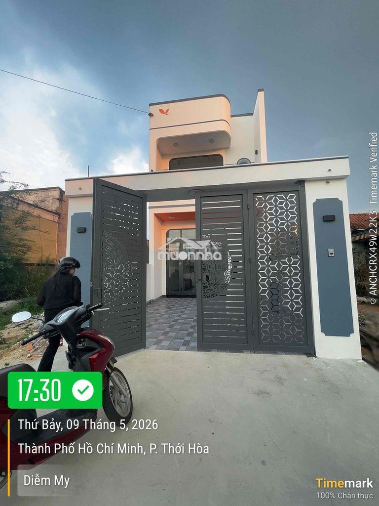 Nhà đã hoàn thành, sau lưng cây xăng thới hoà, bến cát 100m2 2ti280