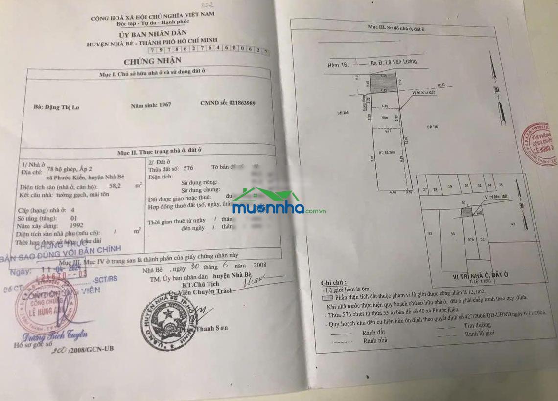 Bán nhà 4 pn, công nhận 89,2m2, 4,5m*16m - giá 5,8 tỷ - phước kiểng đường lê văn lương - 0938 300 *** - 2