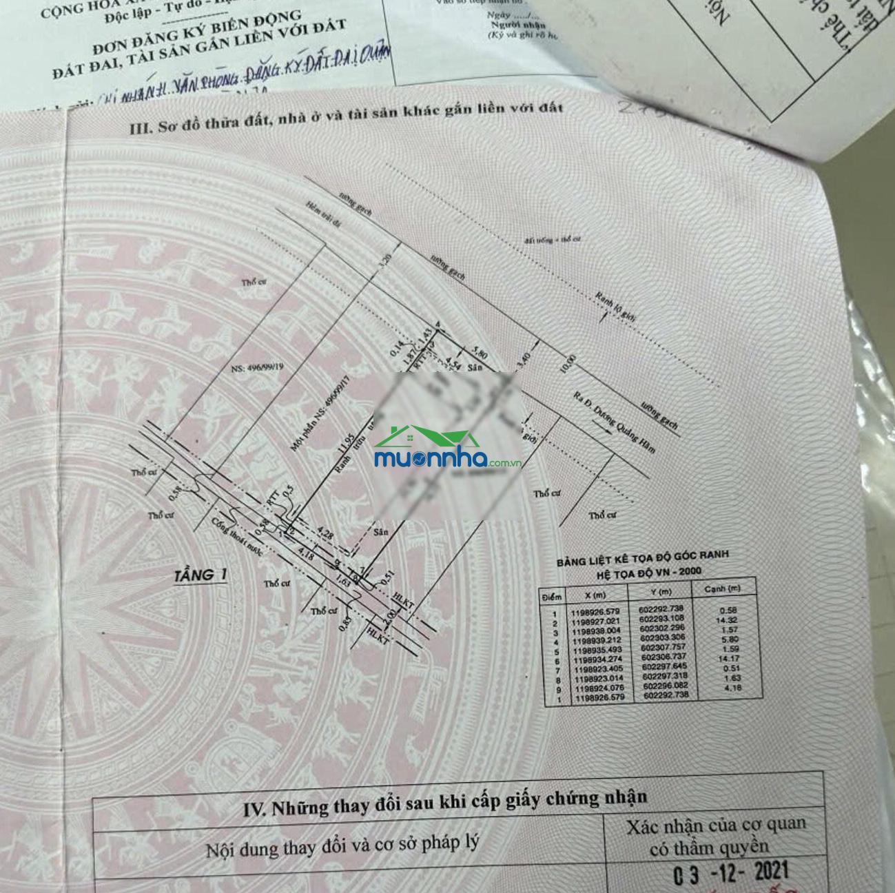 Hẻm đường 20, p6, sát sông vàm thuật, 5.8x17, 9.9 tỷ - 2