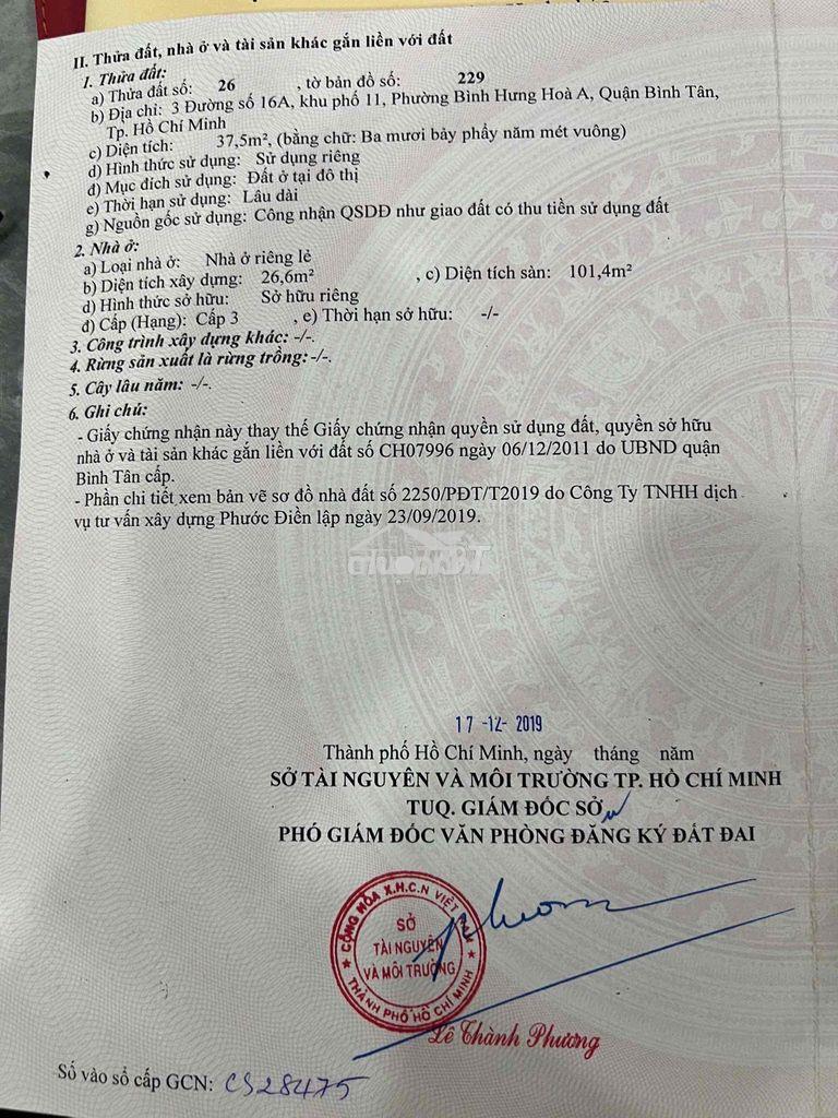 3 đường số 16a, gò xoài, lê văn quới, 1 trệt 3 lầu, 4,65 tỷ tl - 4