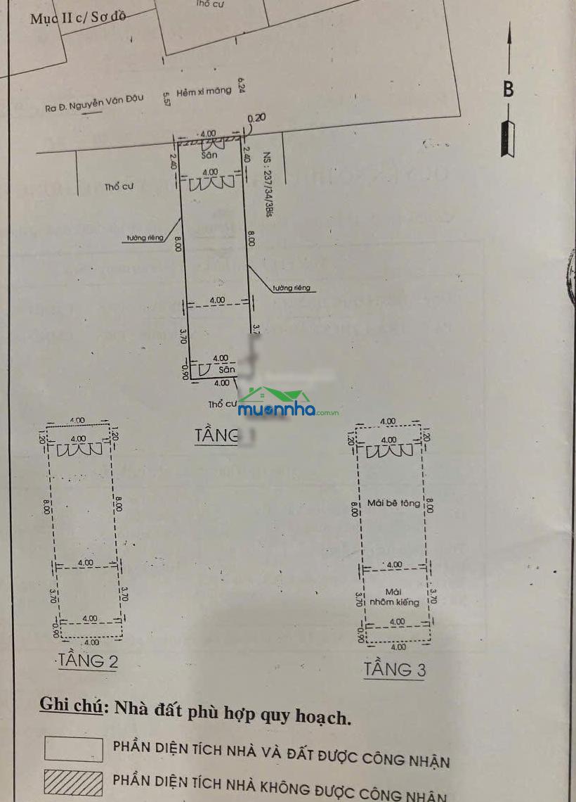 Cần tiền bán gấp nhà hẻm 6m nguyễn văn đậu - dt: 4x15m. vuông vức. trệt, 2 lầu, kiên cố. - 4