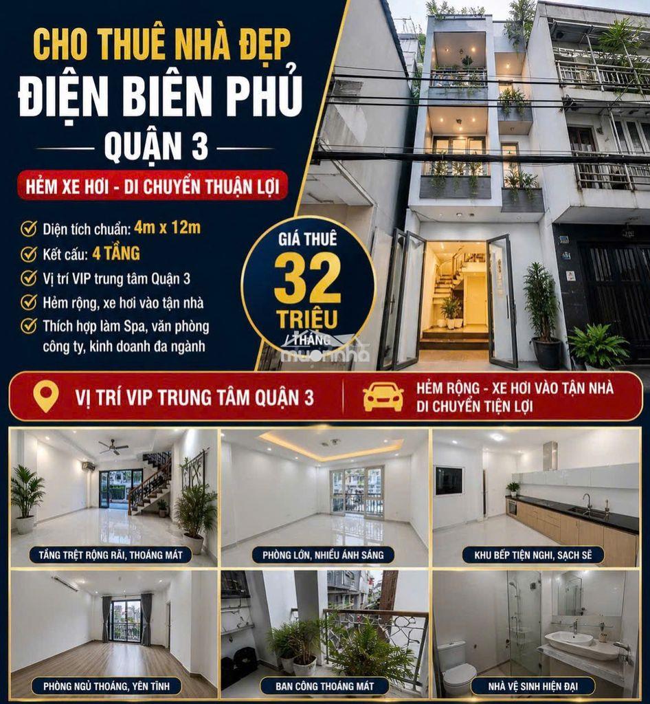 Cho thuê nguyên căn quận 3 - hẻm/mặt tiền - nhà chính chủ giá cực tốt - 4