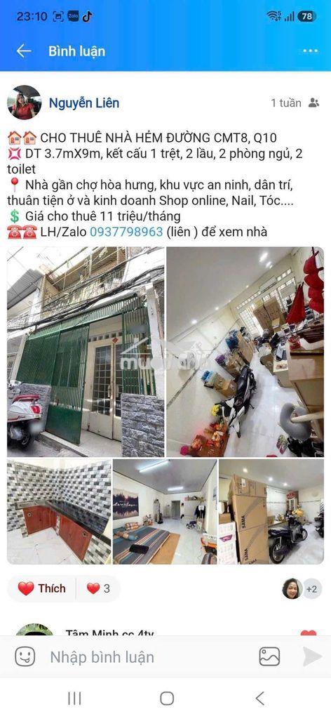 ❤️❤️ Nhà thuê nguyên căn giá 10 triệu
☎️ / zalo : 0937798 - 2