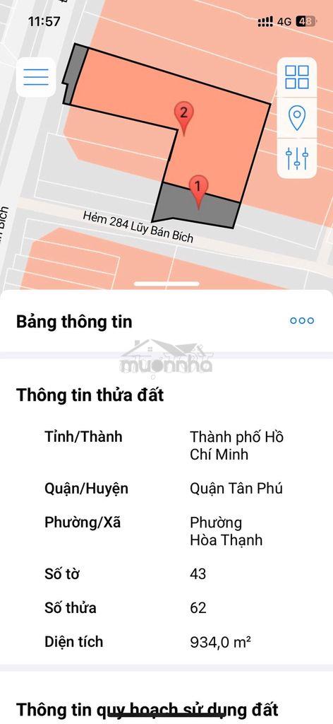 Mbkd 2mt trước sâu số 292 luỹ bán bích ngang 14m/900m2 đất thổ cư