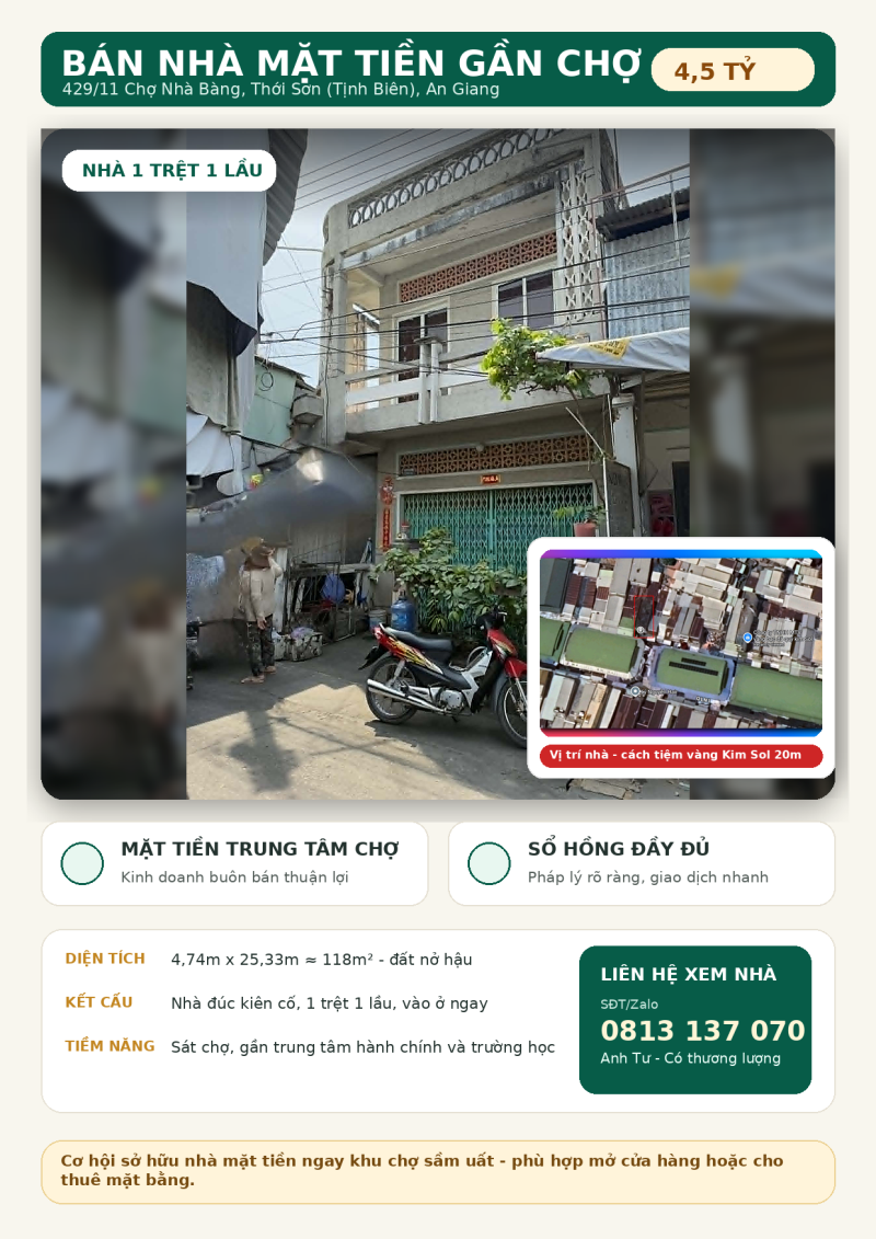 Bán nhà mặt tiền trung tâm chợ nhà bàng - thích hợp kinh doanh - 3