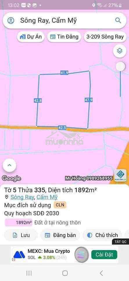 Đất sào- phủ hồng- giá rẻ