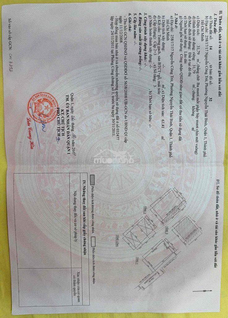 Bán nhà 1 trệt 2 lầu nguyễn công trứ, p. nguyễn thái bình, quận 1 – 63