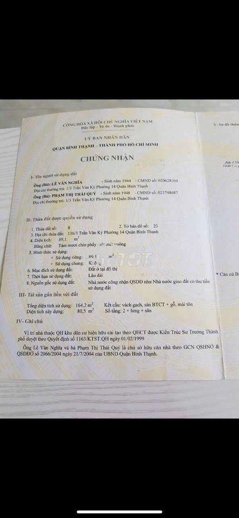 Bán nhà phường bình thạnh