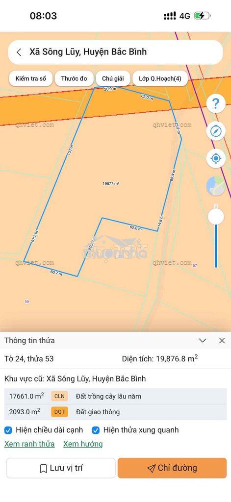 Đất thị trấn lương sơn bắc bình bình thuận 21483 m2 giá 1,8 tỉ