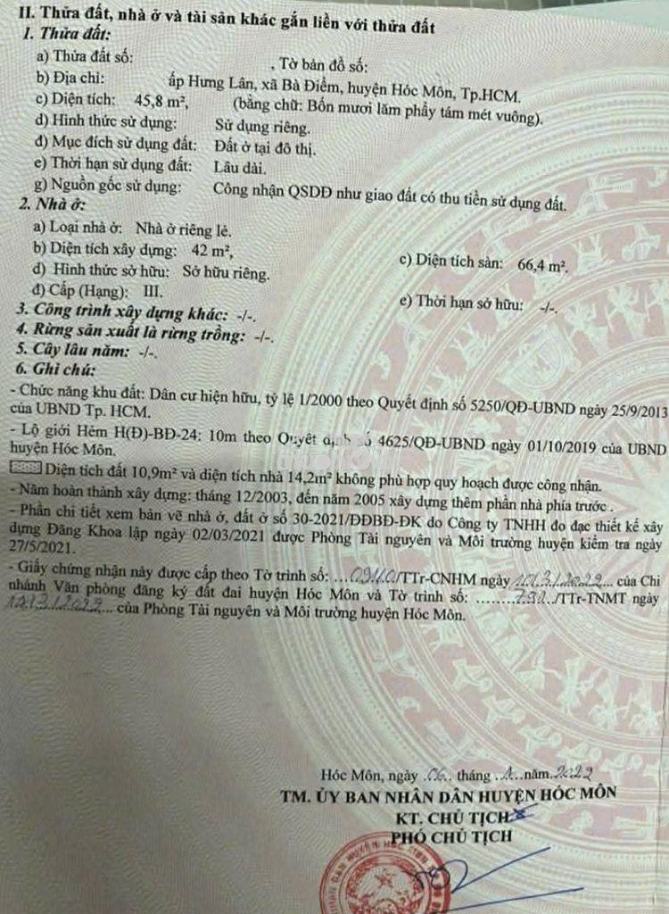 Nhà nguyễn thị sóc, hẻm xe hơi, gần chợ đầu mối, 4x11m - 4