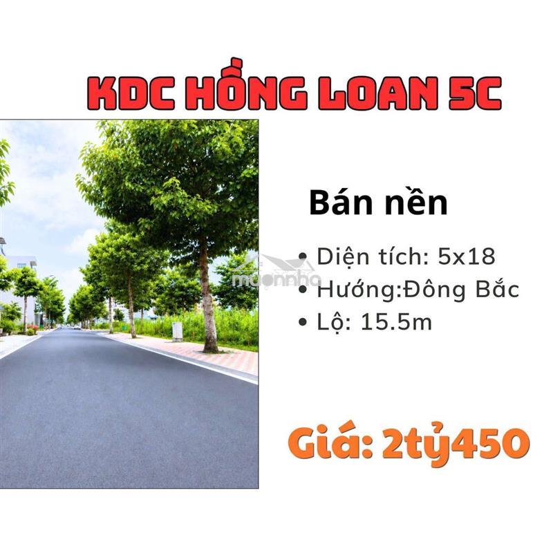 Bán nền 90m2 - 2tỷ500 - kdh hồng loan 5c, cái răng, cần thơ.