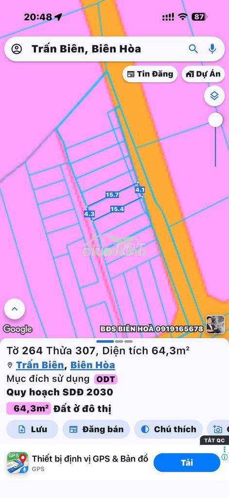 Chính chủ cần bán gấp 2 lô đất cù lao phố hiệp hoà sát aoen mall bh