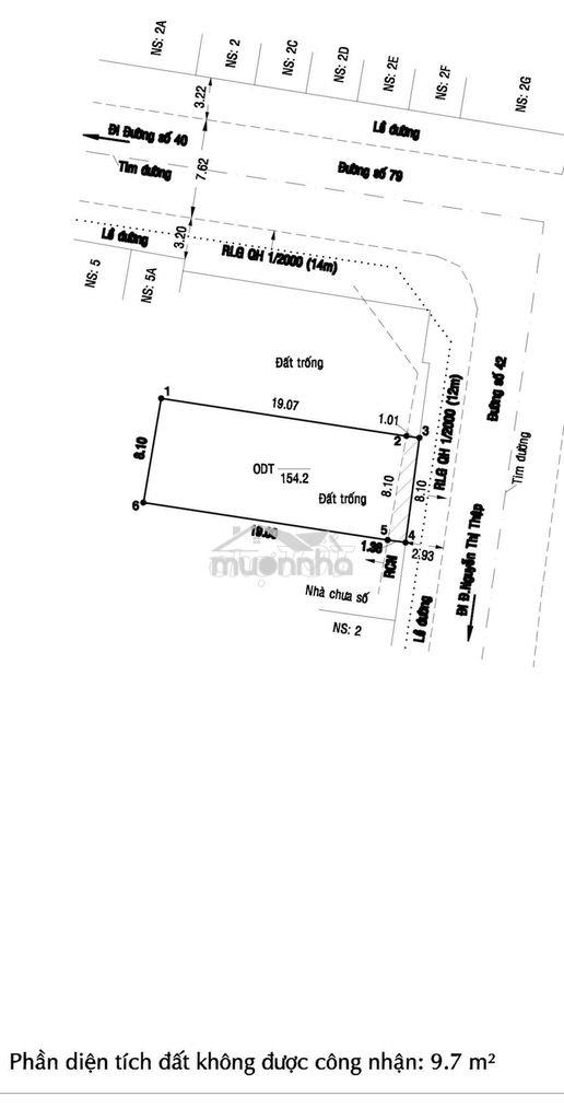 Đất 8,1 x19 mặt tiền đường số 42 phường tân quy