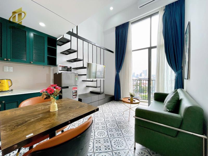 Cho thuê căn hộ chung cư mini duplex gác cao 2m full nội thất, dọn phòng giặt sấy, hồ bơi sân thượng, nhà hàng, lễ tân 24/24, nhận khách nước ngoài