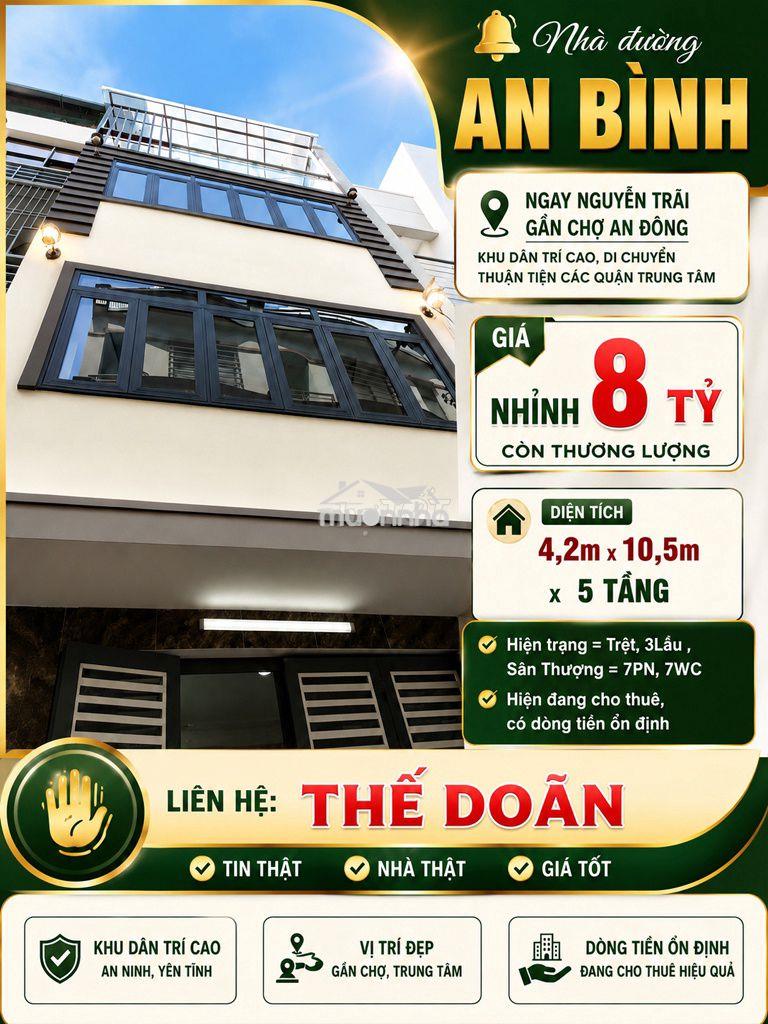 🔔  Nhà đường an bình ngay nguyễn trãi gần chợ an đông, khu dân trí cao