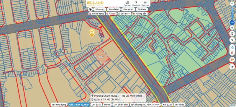 450m2, 10mx27m nở hậu 17m, 2 mặt tiền, không qh, khu cao lỗ tạ quang bửu. 26 tỷ
