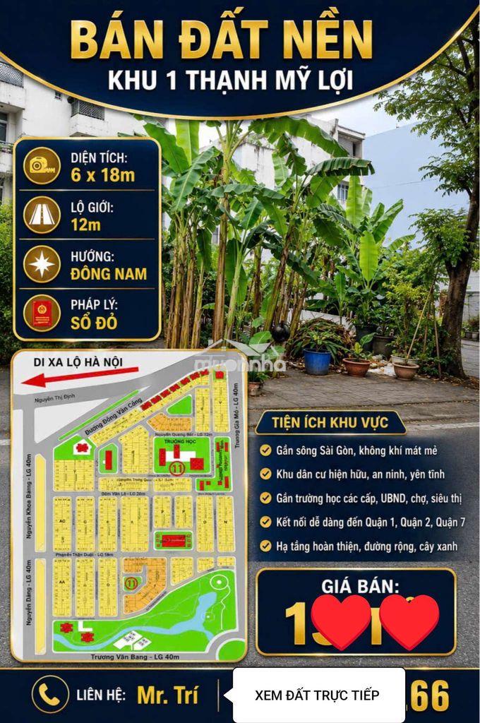 Bán đất khu 1 thạnh mỹ lợi quận 2, giá giảm sâu,sổ đỏ,an tâm giao dịch