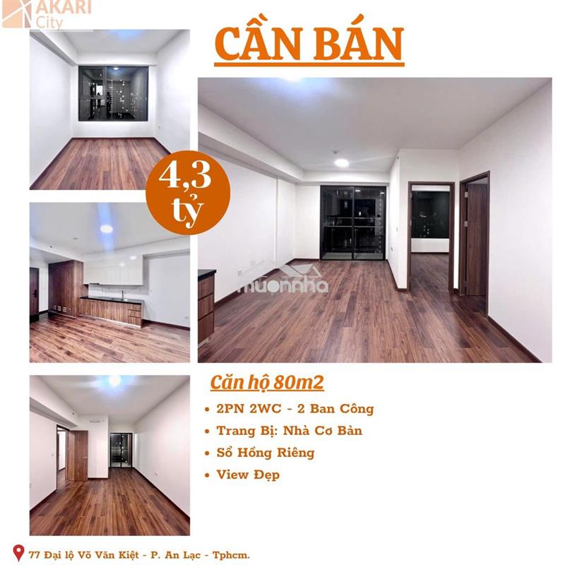 Chính chủ gửi bán akari city phase 2 - 2pn2wc - giá 4,3 tỷ - view đẹp