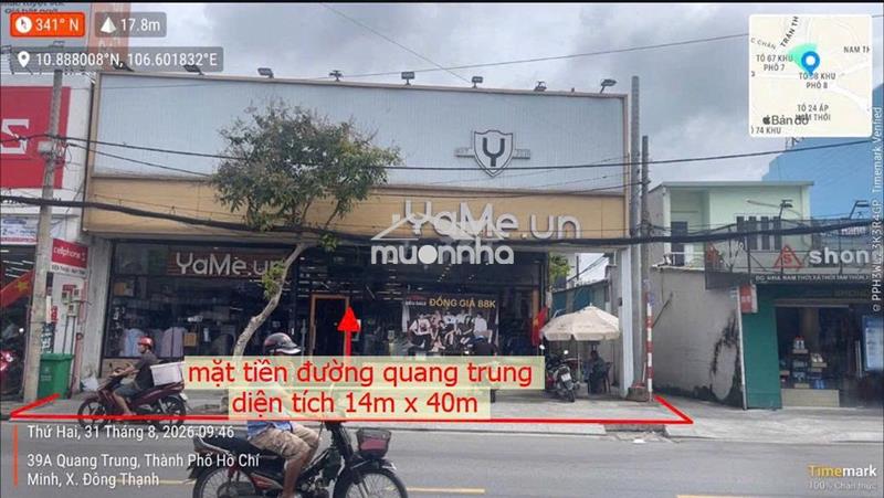 Bán nhà 14m x 40m mặt tiền đường quang trung,gần chợ hóc môn giá 39 tỷ