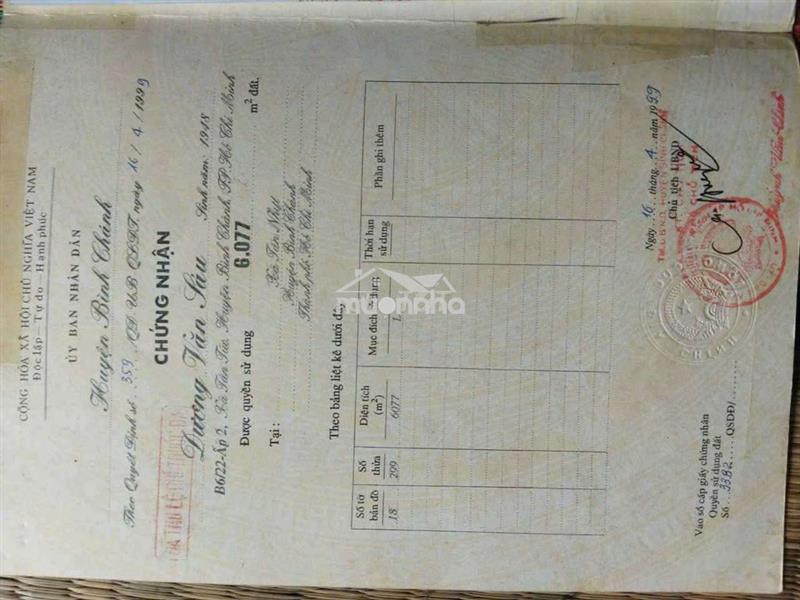 Bán đất nông nghiệp 3000m xã tân nhựt
