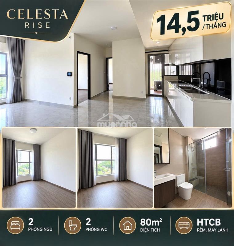 Cho chuê celesta rise 3pn 105m² – htcb, bếp, rèm, máy lạnh