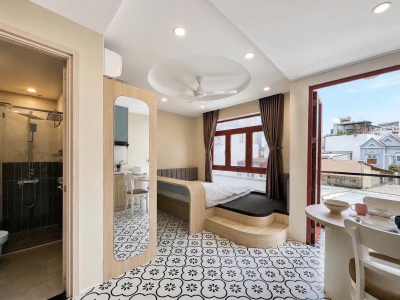 Cho thuê studio hai bà trưng quận 1, ban công thoáng, máy giặt riêng - gần công viên lê văn tám