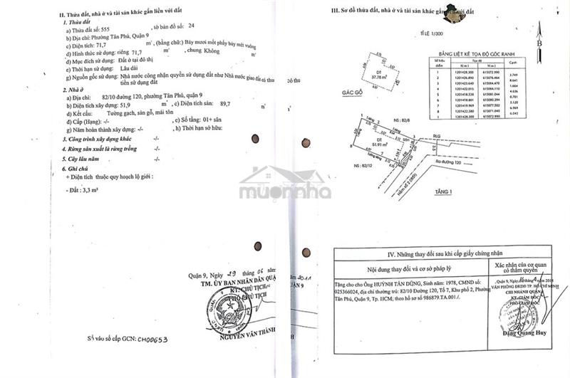 Bán nr tại 82/10, đường 120, phường tân phú, quận 9, tp.hcm